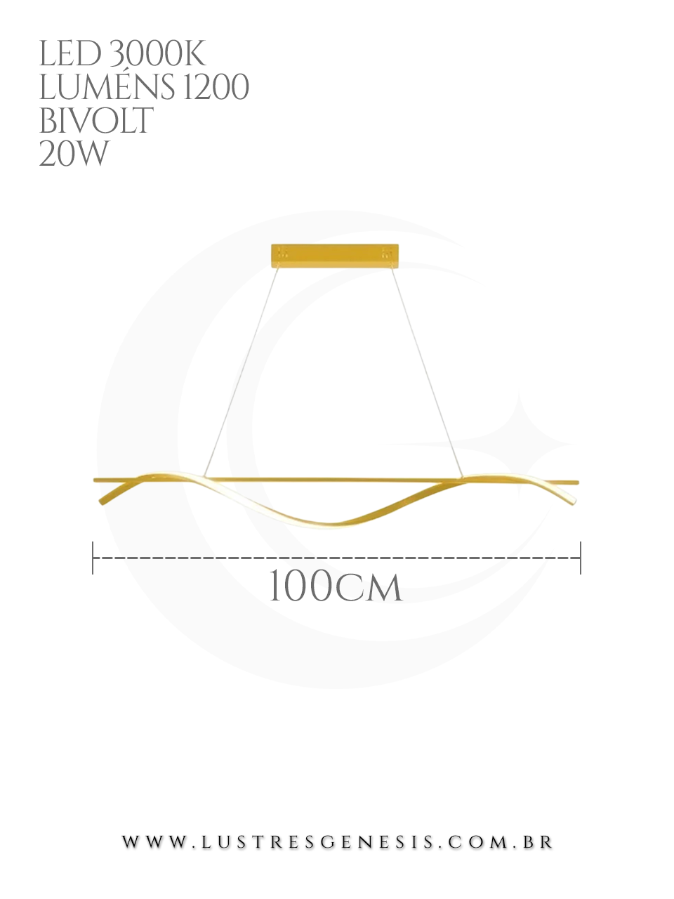 Lustre pendente de LED moderno dourado com design ondulado para decora&ccedil;&atilde;o interior -  Lustres G&ecirc;nesis Site online venda de Lustres e Ilumina&ccedil;&atilde;o